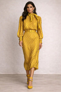 Women's Polka Dot Shirt and Skirt Two-Piece Set with Coordinated Style
