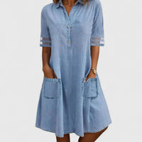 Women's Flattering Midi Dress with Button Front and Casual Everyday Style