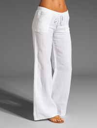 White Linen Wide Leg Pants | Women's Summer Trousers