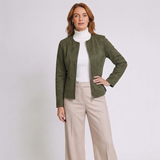 Women's Cropped Zip-Up Jacket with Classic Casual Style and Long Sleeves