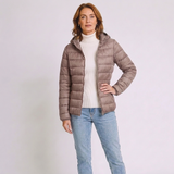 Women's Lightweight Hooded Quilted Winter Coat with Long Sleeves