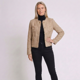 Women's Cropped Button-Front Blazer Jacket with Classic Tailored Design