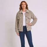 Women's Button-Up Teddy Jacket with Collared Neck and Cozy Design