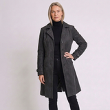 Women's Long Belted Trench Coat with Classic Tailored Design