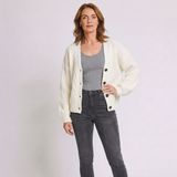 Women's Oversized Button-Front Cardigan with Long Sleeves and Relaxed Casual Style