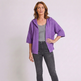 Women's Hooded Open-Front Cardigan with Relaxed Fit and Long Sleeves
