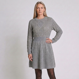 Women's Cable Knit Fit and Flare Mini Dress with Long Sleeves