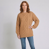 Women's Oversized Cable Knit Jumper Dress with Long Sleeves and Casual Style