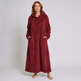 Women's Hooded Midi Dress with Cozy Teddy Design