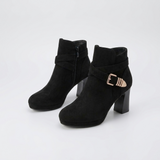 Women's Buckle Strap Ankle Boots with Block Heel and Chic Everyday Appeal