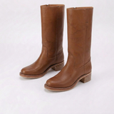 Women's Tall Cowboy Boots with Round Toe and Block Heel