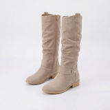 Women's Slouchy Knee-High Riding Boots with Low Block Heel