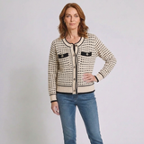 Women's Button-Front Cardigan with Contrast Trim and Classic Everyday Style