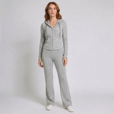 Women's Hooded Two-Piece Set with Full-Zip Top and Flared Trousers