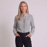 Women's Ruffle Neck Blouse with Elegant Design and Long Sleeves