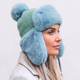 Women's Winter Trapper Hat with Ear Flaps and Pom-Pom Detail