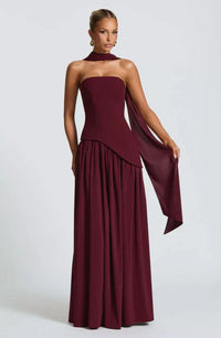 Women's Strapless Formal Maxi Dress with Elegant Floor-Length Design