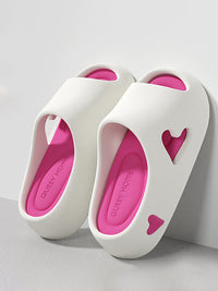 Women's Open-Toe Platform Slippers with Contrast Design and Hollow Detail