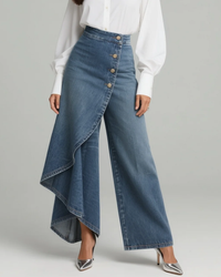 Women's Enveloping Wide Leg Pants with High Waist and Relaxed Fit