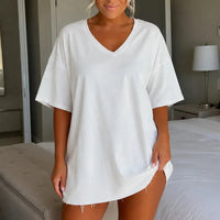 Women's Oversized V-Neck T-Shirt with Relaxed Casual Fit