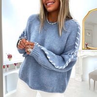 Women's Cozy Long Sleeve Sweater with Classic Round Neck