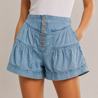 Women's High-Waisted Ruffle Shorts with Relaxed Summer Fit