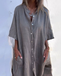 Women's Boho Shirt Dress with Button Front and Relaxed Silhouette