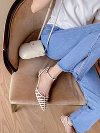 Women's Pointed-Toe Slingback Sandals with Hollow Detail and Chic Design