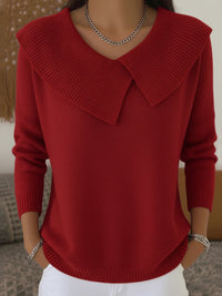 Women's Elegant Sweater with Statement Collar and Classic Style