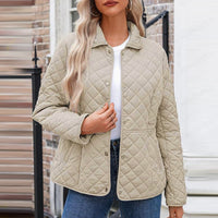 Women's Quilted Jacket with Tailored Collar and Warm Casual Design