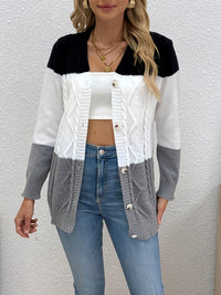 Women's Patchwork Cardigan Vest with Button-Front Design