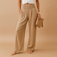 Women's Wide Leg Pants with Elastic Waist and Relaxed Fit