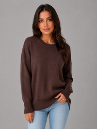 Women's Oversized Long Sleeve Jumper with Classic Crew Neck