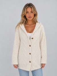 Women's Hooded Button-Front Cardigan with Cozy Casual Style