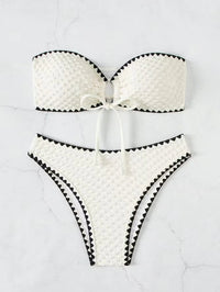 Elegant White Bandeau Bikini Set | Women's Swimwear