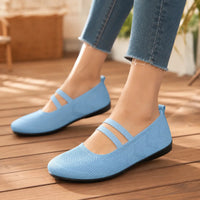 Women's Mary Jane Ballet Flats with Elastic Straps and Slip-On Design
