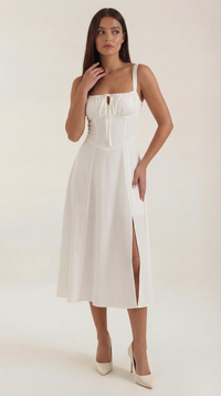 Jade Midi Dress | Elegant A-Line Design with Lacing