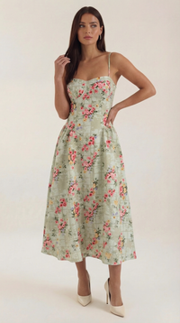 Odette Corset Midi Dress | Elegant A-Line Dress for Women