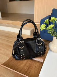 Women's Korean-Style Studded Shoulder Bag with Medium Capacity and Trendy Design