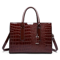 Women's Crocodile Pattern Tote Bag with Shoulder and Cross-body Strap