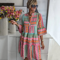 Women's Casual Midi Dress with Timeless Vintage-Inspired Style