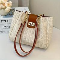 Women's Woven Large Shoulder Bag with Stylish Korean-Inspired Design
