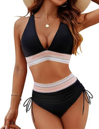 V-Neck High Waisted Bikini Set | Women's Swimwear