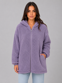 Women's Hooded Longline Cardigan with Pockets and Zip Front