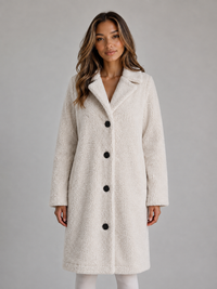 Women's Long Button-Front Coat with Cozy Oversized Design