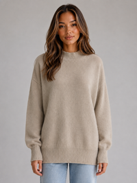 Women's Oversized High-Neck Jumper with Longline Design