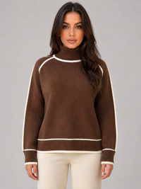 Women's Roll-Neck Jumper with Long Sleeves and Relaxed Fit