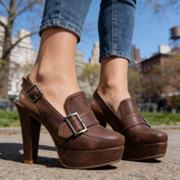 Women's Platform Block Heel Slingback Shoes with Sophisticated Contemporary Design