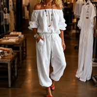 Women's Off-Shoulder Jumpsuit with Wide Leg Design