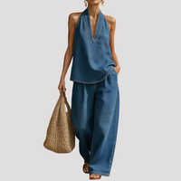 Women's Halter Neck Two-Piece Set with Chic Matching Design
